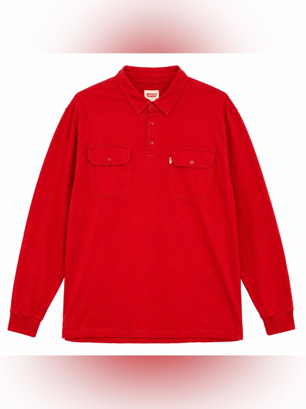 Levi's Long Sleeve Polo Shirt in Red with Chest Pockets